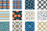 Retro Blue and Orange Floral Digital, a Pattern Graphic by Wow Magic (Thumbnail 3 of 3)