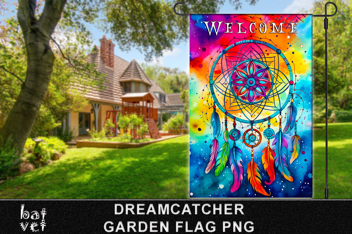 Dreamcatcher Garden Flag PNG Print, an Object Graphic by BatVetDesigns (Photo 1 of 3)
