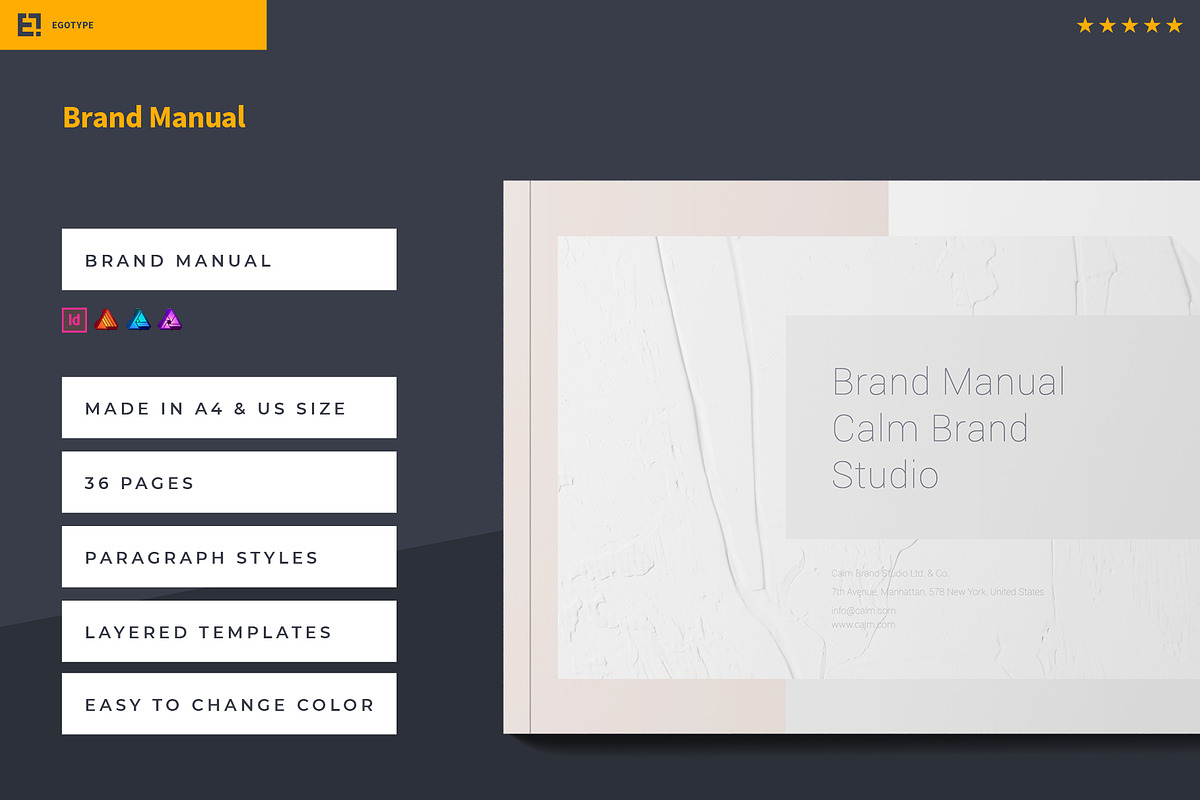 Calm Brand Guidelines, a Brochure Template by Egotype (Photo 1 of 35)