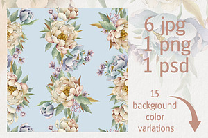 Watercolor Flowers Bloom Set