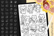 130 Procreate Cute Kawaii Cat Stamps, a Brush Add-On by DrawingStoryShop (Thumbnail 1 of 6)