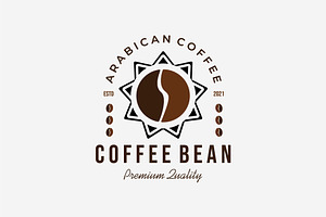 Emblem Coffee Bean Arabic Logo Icon