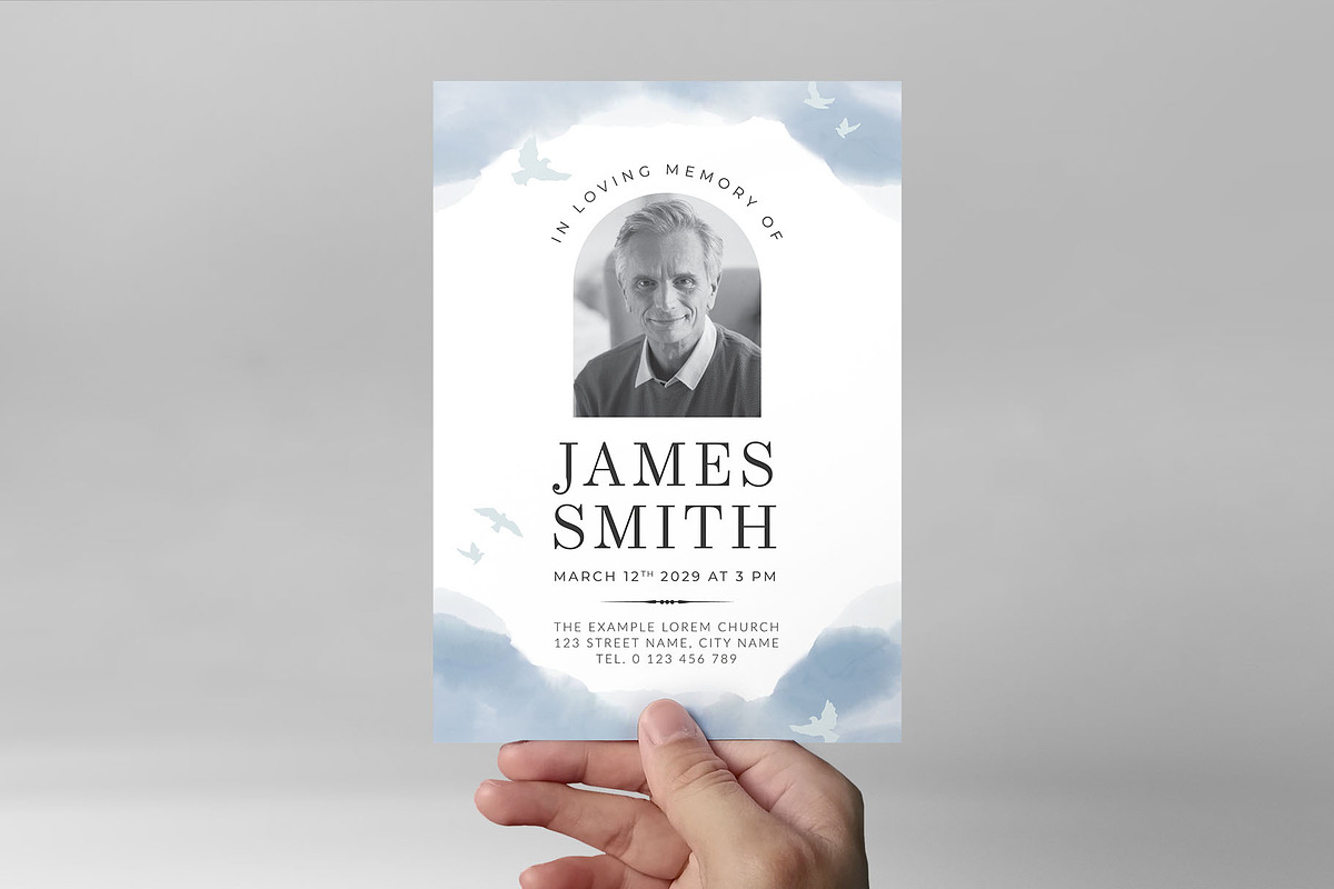 Watercolor Blue Sky Funeral Service, a Flyer Template by BrandPacks (Photo 3 of 6)