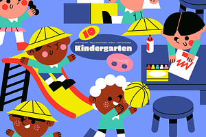 Purple Kindergarten Illustration Set, an Education Illustration by graphicook