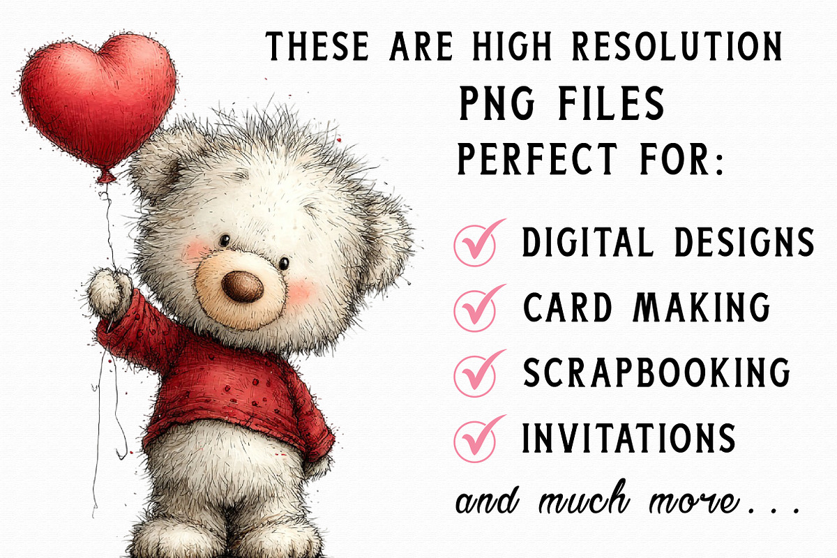 Valentines Teddy Bear Clipart, an Illustration by Libby Wishes (Photo 6 of 7)