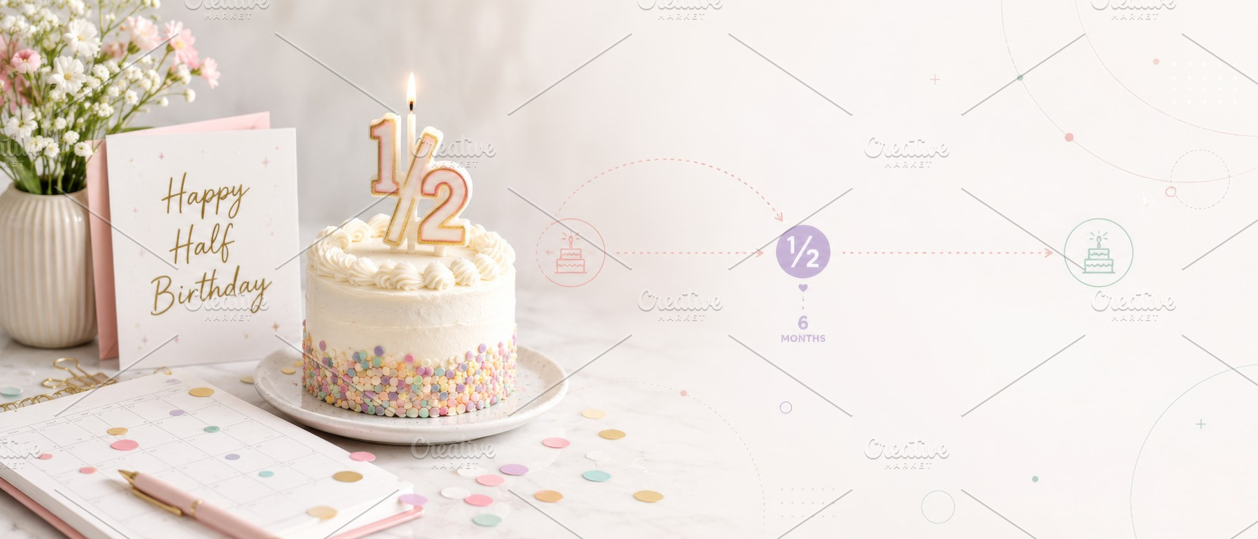Half birthday celebration with cake,, a Photo by Dvoevnore photos