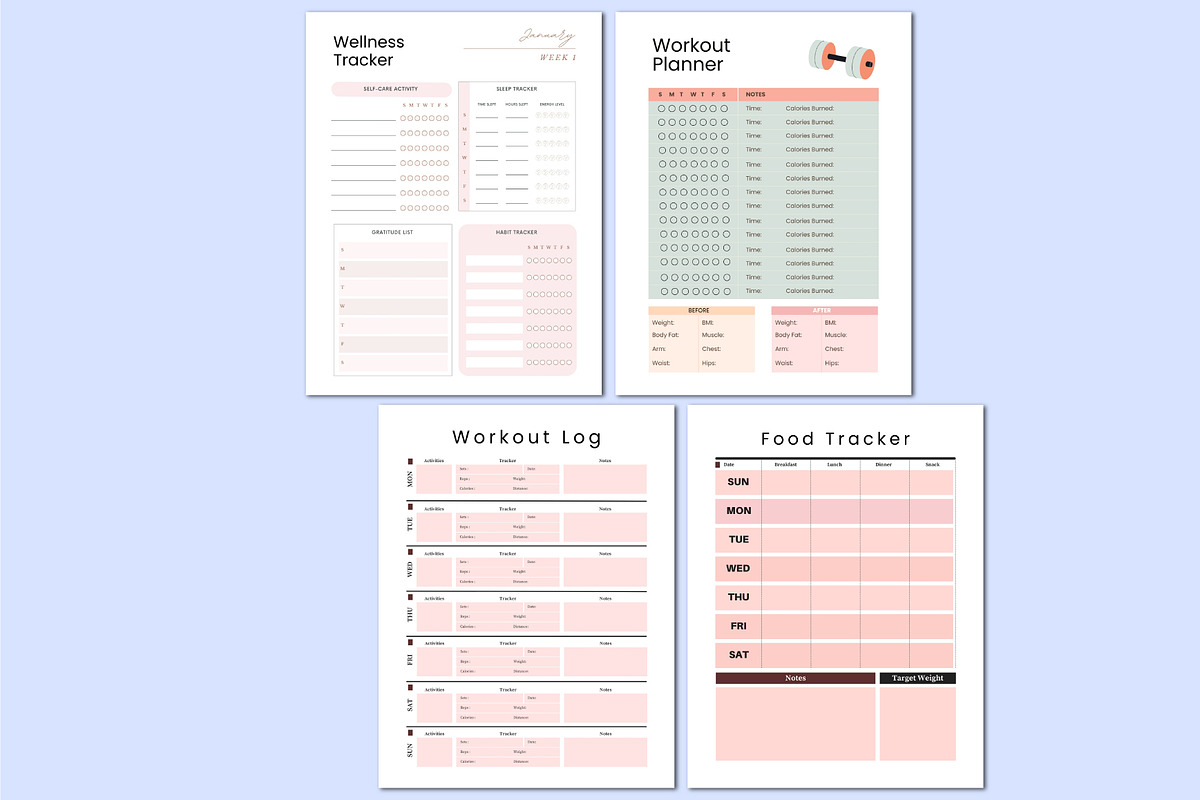 2026 Meal & Fitness Workbook, a Stationery Template by Shumaya (Photo 4 of 4)
