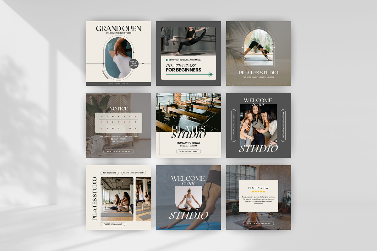 Pilates Yoga Instagram Templates, a Social Media Template by MiavoDesign (Photo 2 of 6)