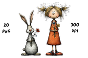 Whimsical Floral Girl and Bunny, an Animal Illustration by GiraffeCreative (Thumbnail 8 of 20)