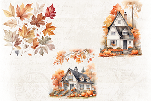 Scandinavian Country Fall Watercolor