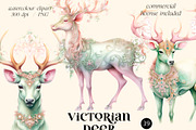 Victorian  Christmas deer , Clipart, an Animal Illustration by Hello My Print (Thumbnail 1 of 10)