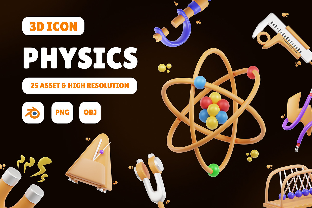 Physics 3D Icon Set, an Object 3D Model by Karacis Studio (Photo 1 of 6)