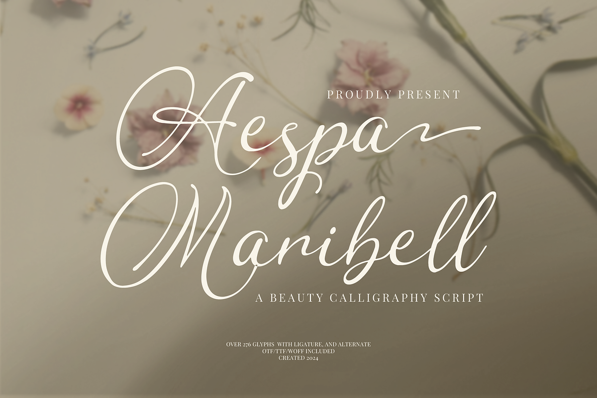 Aespa Maribell | Beauty Calligraphy, a Script Font by Denustudios (Photo 1 of 15)