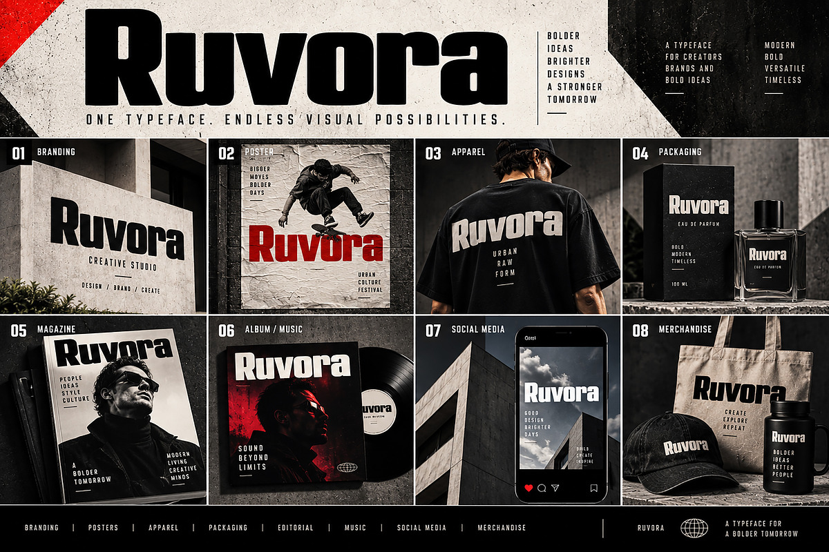 Ruvora – Bold Modern Display Font, a Script Font by Wow Magic (Photo 2 of 5)