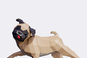 Low Poly Pug Dog