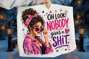 Nobody Gives a PNG Retro Sassy Girl, a Seasonal Illustration by Canvas Craft