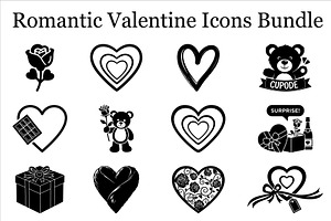 Romantic Valentine Icons Bundle, a Graphic by Designer_Momina