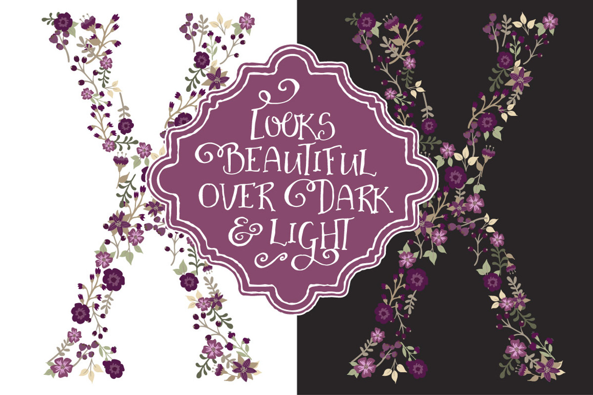 Deep Plum Vector Floral Alphabet, an Illustration by Amanda Ilkov (Photo 3 of 5)