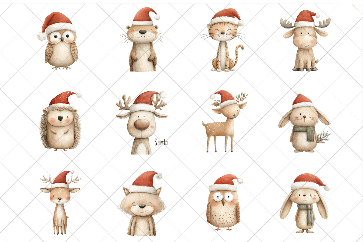 Christmas Woodland Portraits Clipart, an Illustration by SinaCreation (Photo 2 of 7)