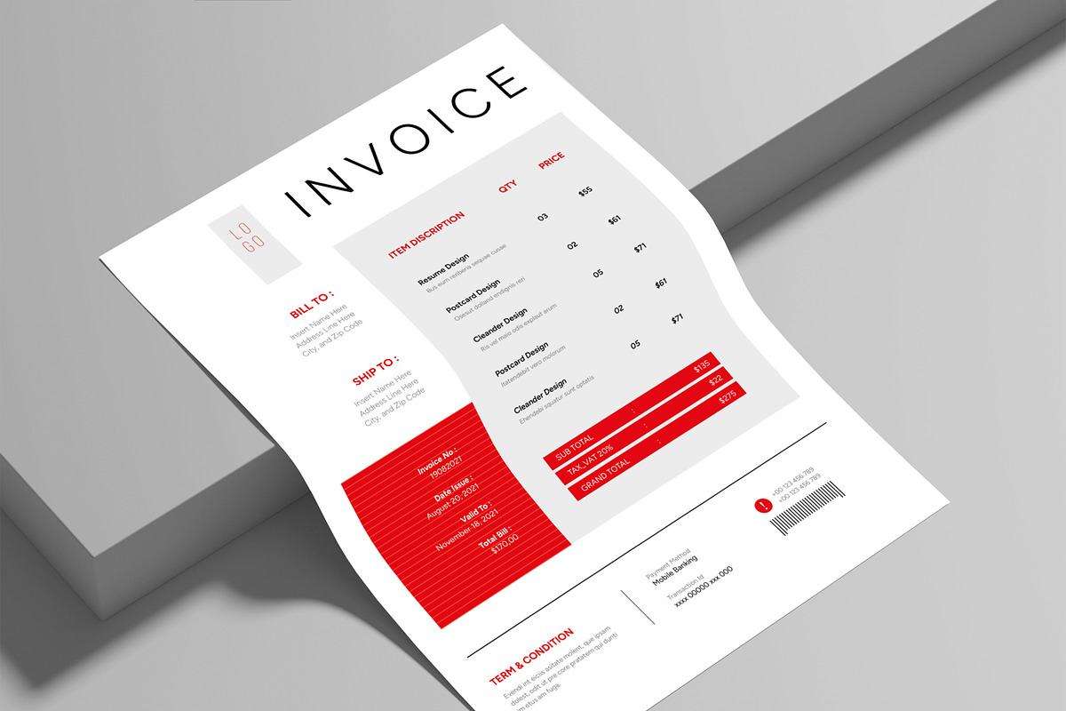 Minimal Invoice Layout, a Stationery Template by ContestDesign (Photo 2 of 3)