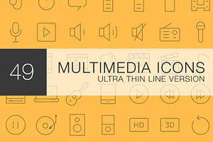 Multimedia Ultra Line icon set