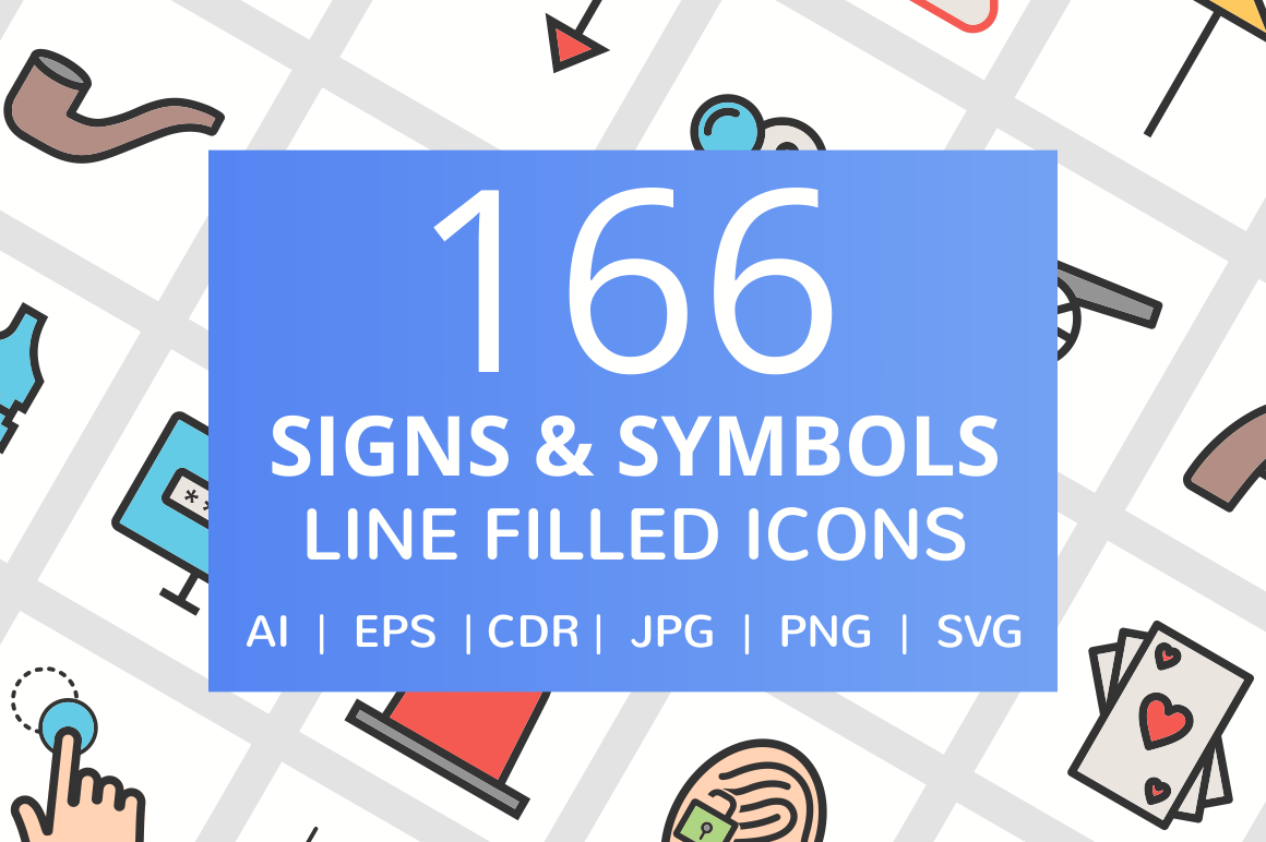 166 Signs & Symbols Filled Line Icon, an Outline Icon by IconBunny