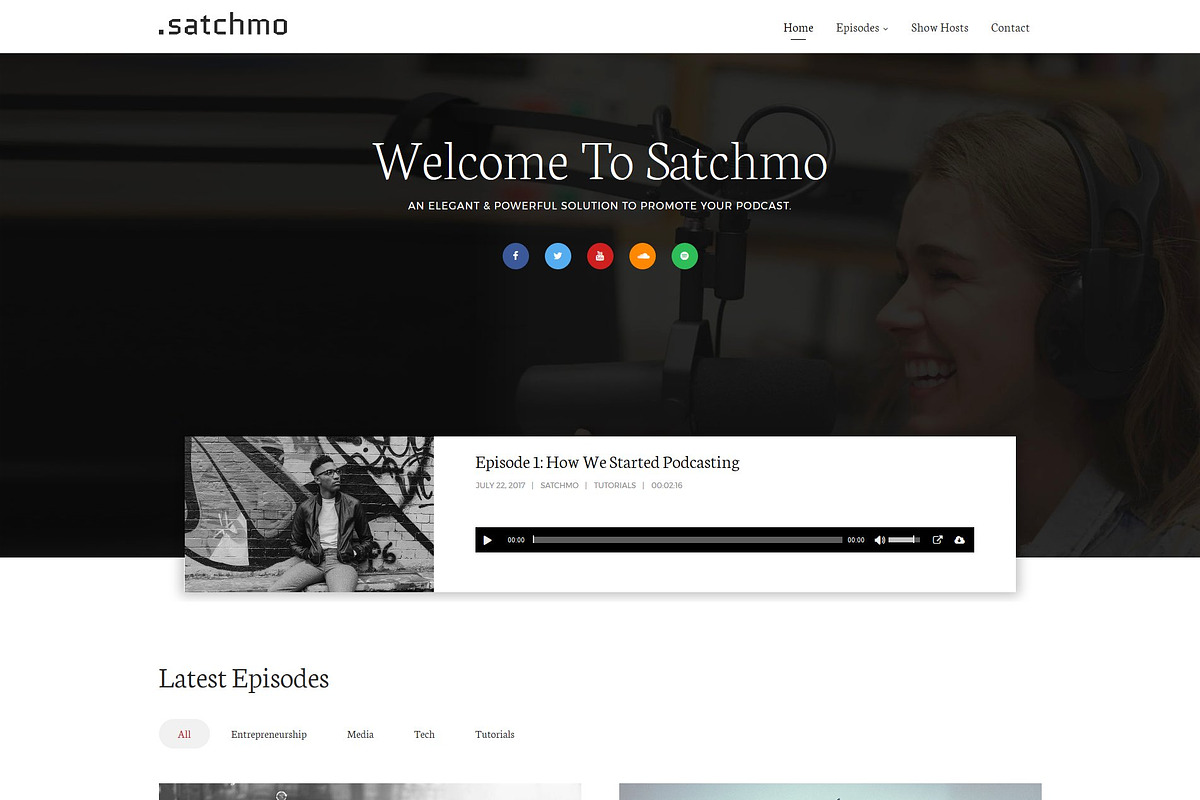Satchmo Podcast WordPress Theme, a WordPress Template by SecondLineThemes (Photo 1 of 5)