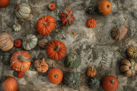 Colorful pumpkins of various shapes, a Photo by Tanuart