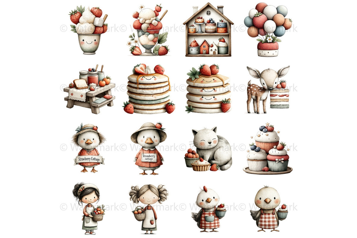 Strawberry Clipart Berry Firth Birth, a Decorative Illustration by Nicole Branger Art (Photo 7 of 26)