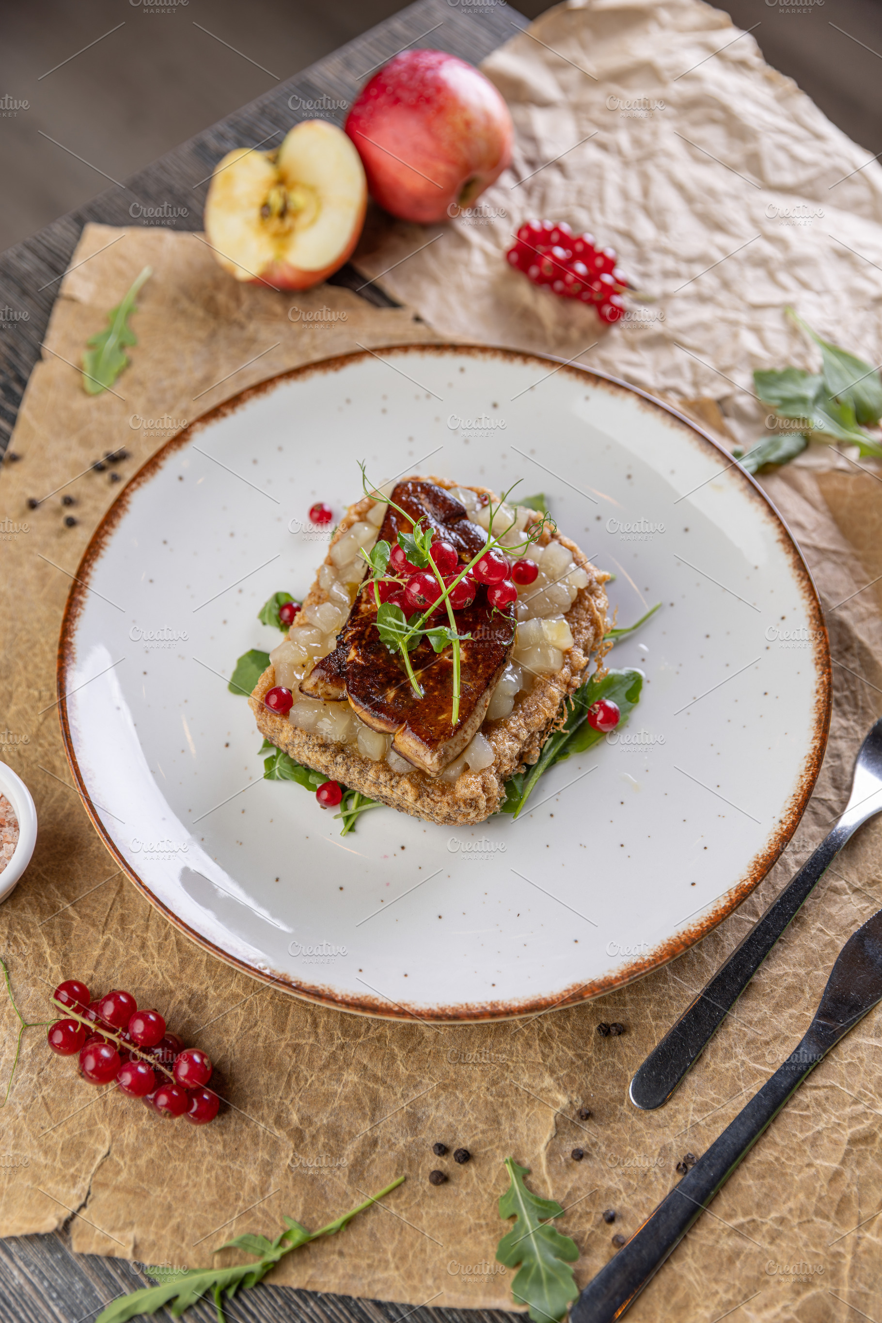 Foie gras toast, a Photo by Grafvision photography