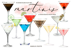 Martini Cocktail Variety Clipart Set