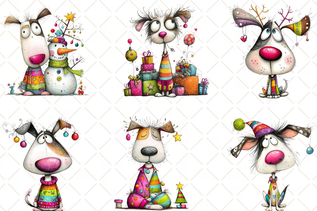 Christmas Dog Clipart, an Illustration by Black Bird Studio (Photo 4 of 6)