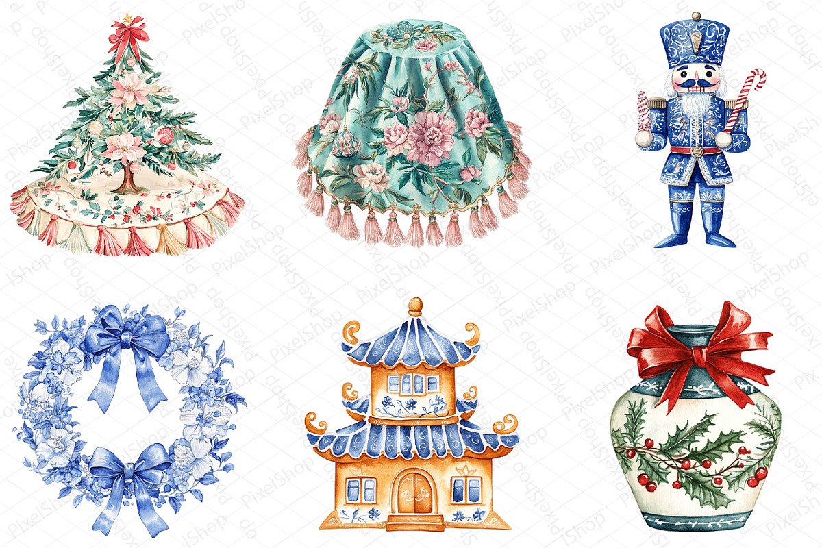 Christmas Chinoiserie Sublimation Bu, an Illustration by DreamPrint404 (Photo 3 of 5)