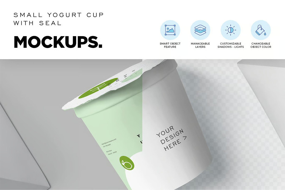 Yogurt Cup Mockups, a Packaging Mockup by megostudi0 (Photo 2 of 7)