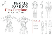 Female Fashion Flats Templates, a Person Illustration by Shorena Fashion Draws (Thumbnail 1 of 8)