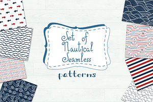 Set of 20 nautical seamless pattern