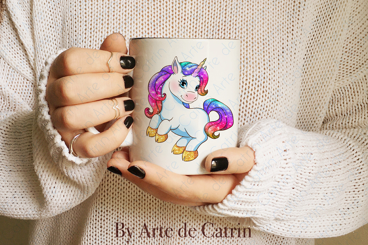 Sparkling Rainbow Unicorns Clipart, an Animal Illustration by ArtedeCatrin (Photo 4 of 6)