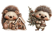Funny Christmas Hedgehog Clipart, an Illustration by Craft Nest (Thumbnail 5 of 9)