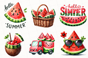 Summer Juicy Watermelon Clipart, an Illustration by OK Design (Thumbnail 2 of 5)