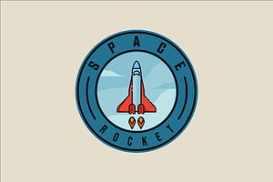 rocket space ship emblem logo vector, a Branding & Logo Template by zyxroun shop