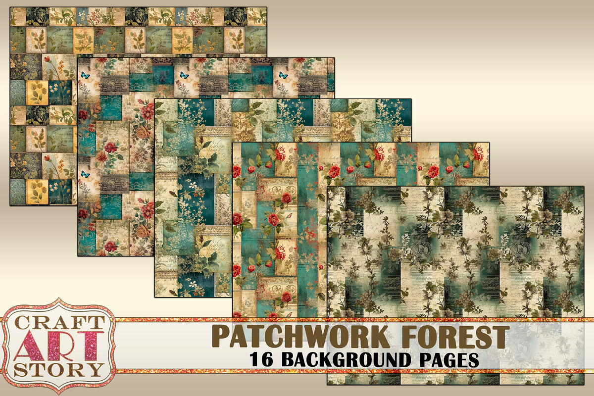 Background Paper Patchwork forest, a Seasonal Illustration by CraftArtStory (Photo 4 of 4)