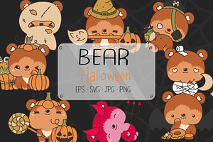 Set Halloween Bear, Halloween Animal