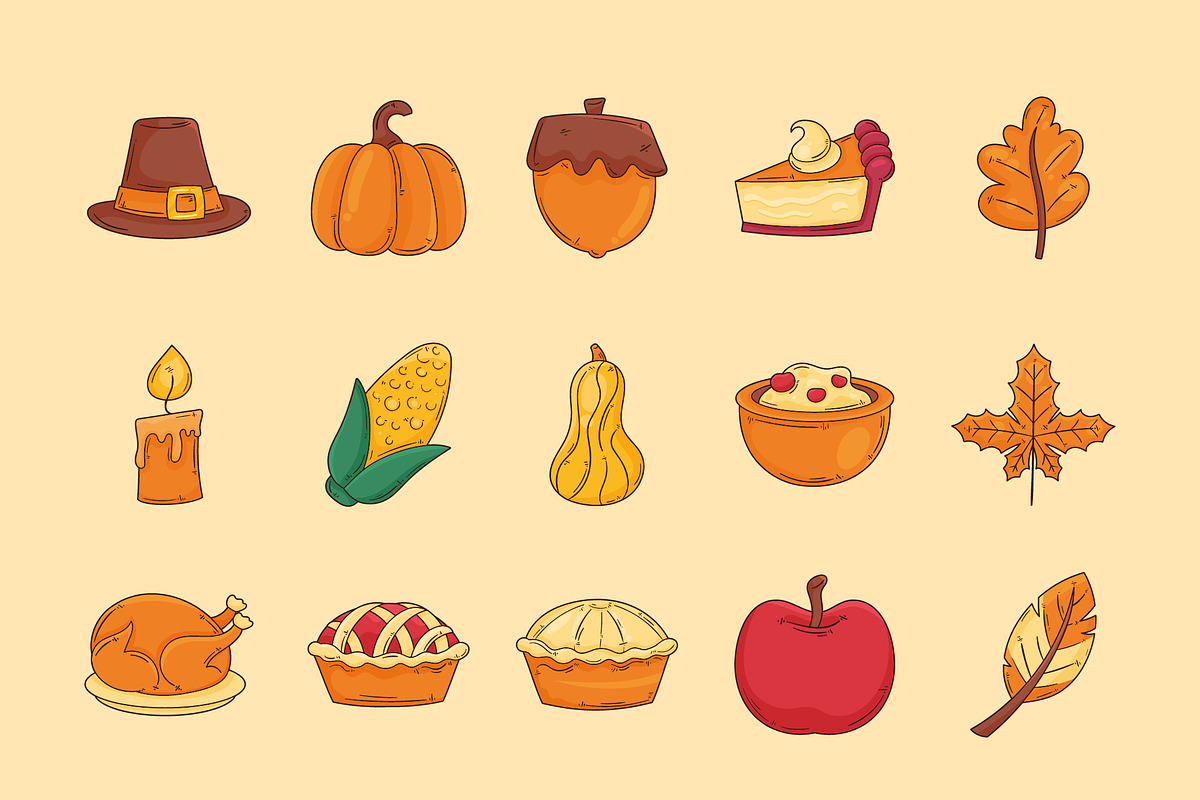 Thanksgiving Cartoon Set