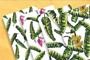 Banana Leaves Watercolor, a Pattern Graphic by Planolla (Thumbnail 2 of 6)