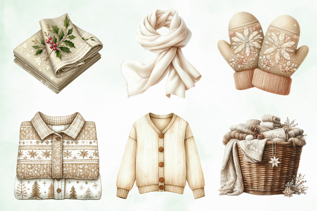 Neutral Christmas Laundry Clipart, an Illustration by Creative Art (Photo 4 of 6)