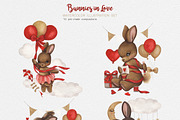 Cute Watercolor Set Bunnies In Love, an Animal Illustration by ViktoriyaD (Thumbnail 4 of 7)