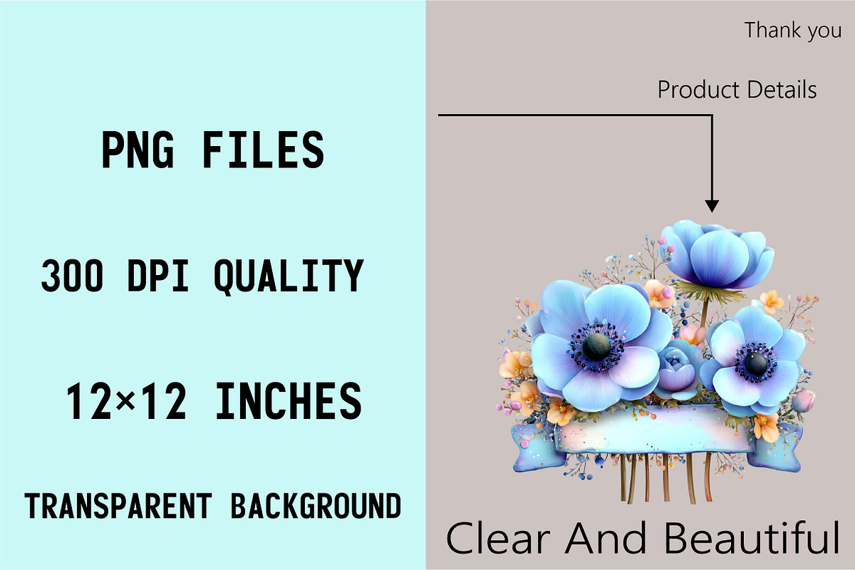 Whimsical Blue Flowers Spring Clipar, an Illustration by SVGArt (Photo 4 of 9)