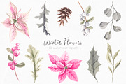 Winter Pink Flowers, an Illustration by YuliyaArtGarden (Thumbnail 2 of 9)