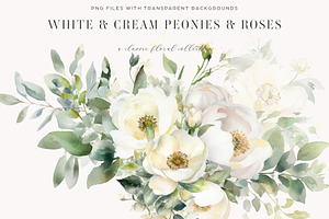 White and Cream Peonies and Roses