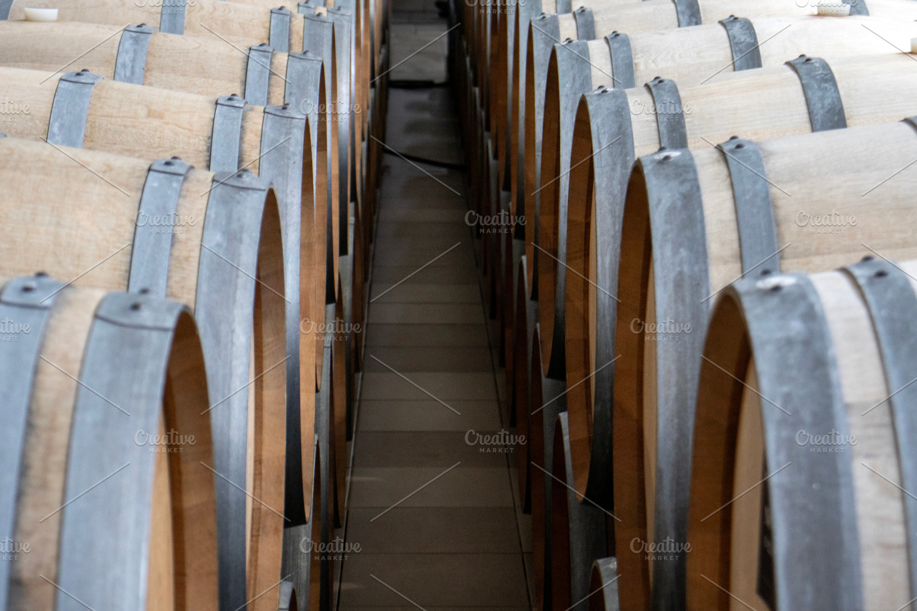 Wine barrels, perspective view., a Food & Drink Photo by Schreibikus
